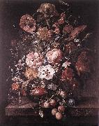 RUYSCH, Rachel Bouquet in a Glass Vase dsf Sweden oil painting reproduction